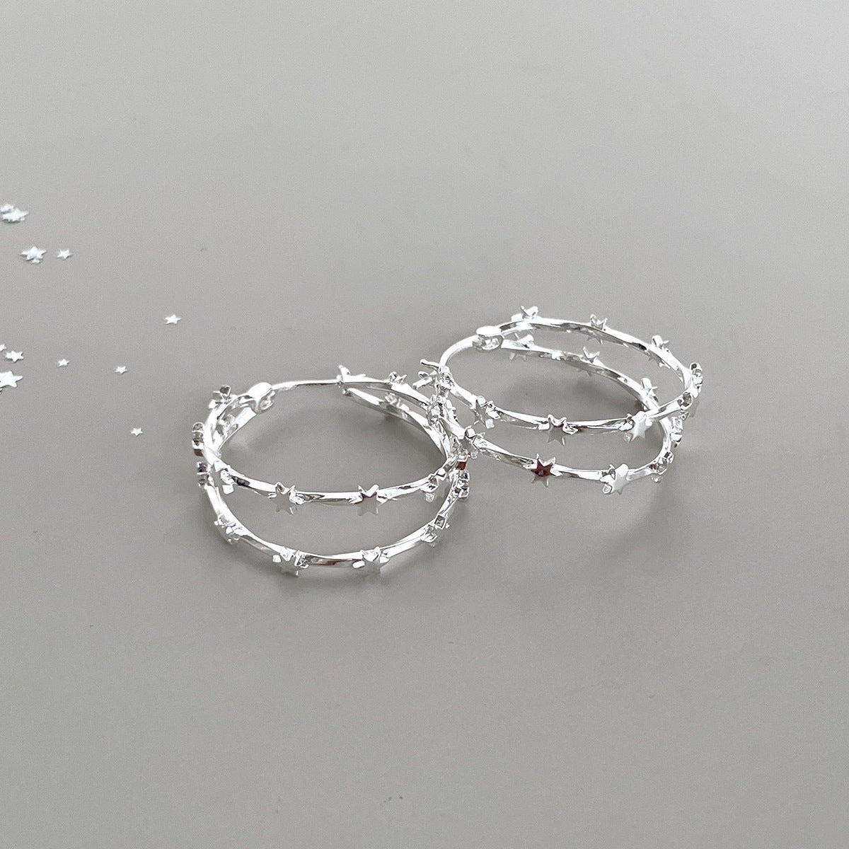 C廠-甜酷簡約星星耳環女時尚復古港風氣質荊棘銀針耳扣高級感秋冬耳飾「EH-4117」25.11-2