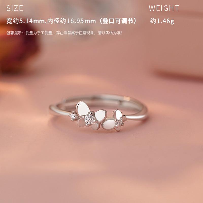 D廠-原創S925純銀悅心系列可愛蝴蝶戒指蝴蝶結戒指女甜美指環「YC3479R_1」25.04-2