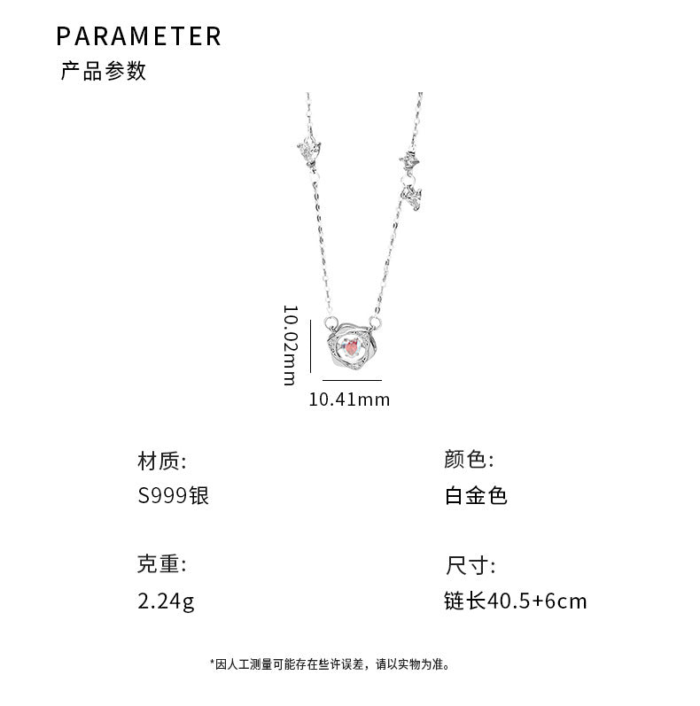 D廠-S999足銀韓版愛心靈動項鍊女韓風小眾清新設計感鎖骨鏈批發「YC2180N_1」25.08-4