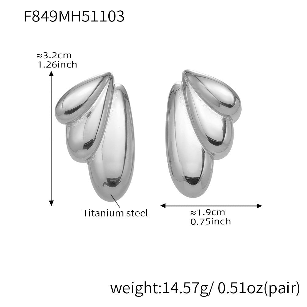 B廠-不鏽鋼幾何扇形耳環冷淡風耳飾跨境網紅新款飾品鍍18k真金「F849」25.11-1