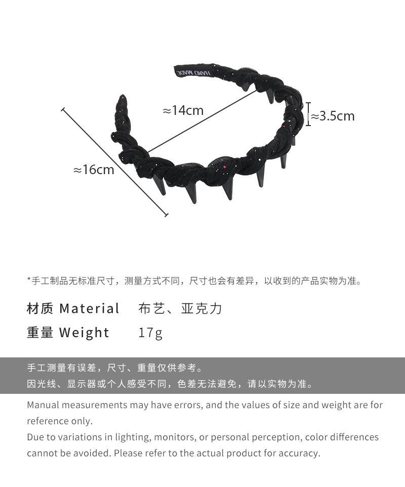 E廠-2025新款小香風珠光網紗髮箍女防滑帶齒紋理感日常外戴高顱頂頭箍「26705」25.03-4
