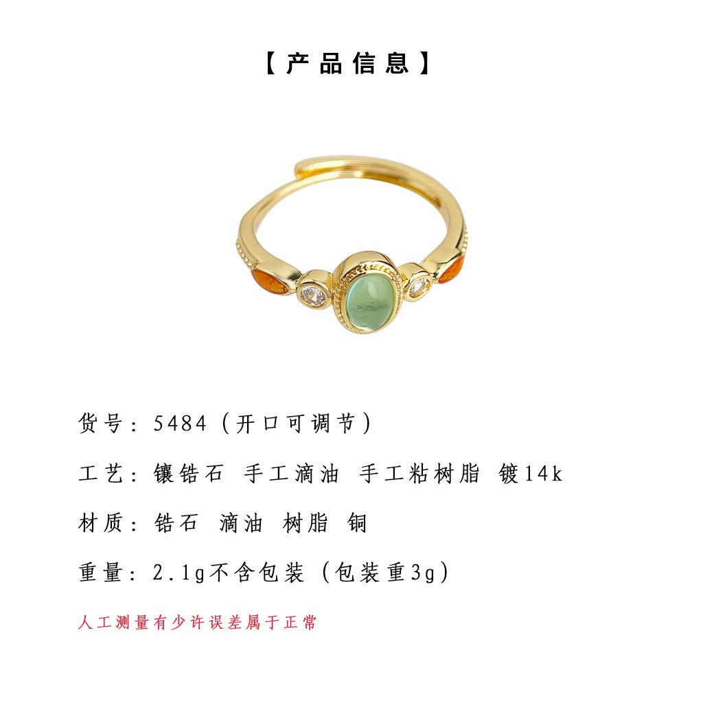 A廠-文藝復古開口可調鍍18K真金加厚保色指環法式新食指戒「5484-5485」25.02-1