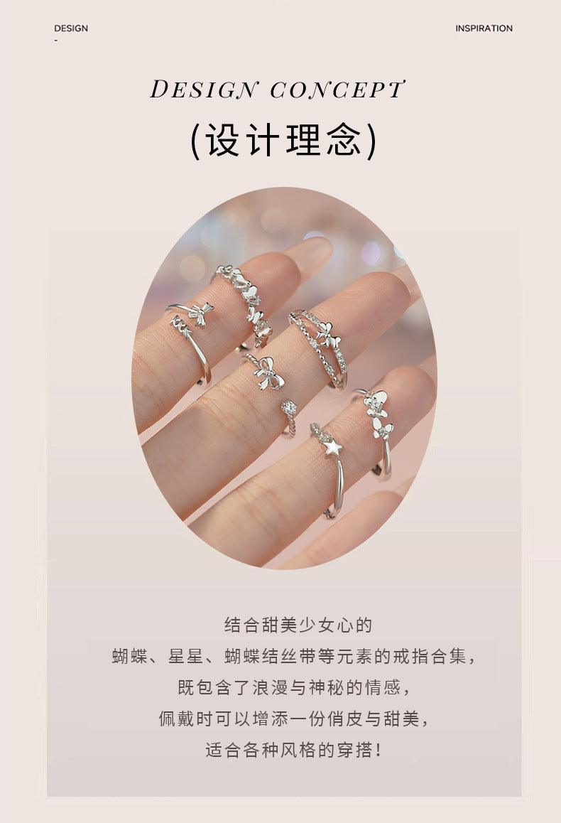 D廠-原創S925純銀悅心系列可愛蝴蝶戒指蝴蝶結戒指女甜美指環「YC3479R_1」25.04-2