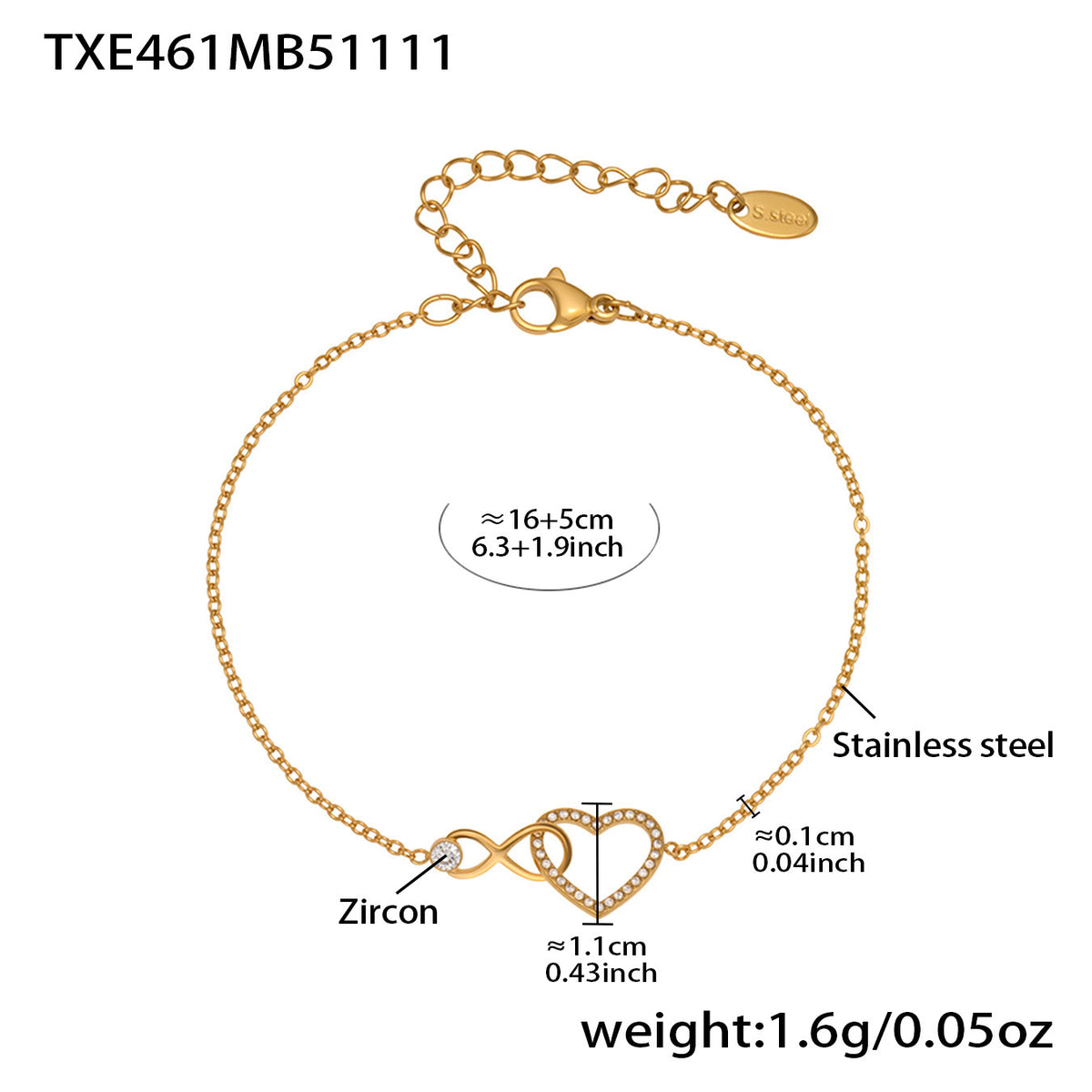 B廠-跨境熱銷款愛心8字鋯石超精緻項鍊手鍊套裝不鏽鋼鍍18k真金「TXP461」25.11-3
