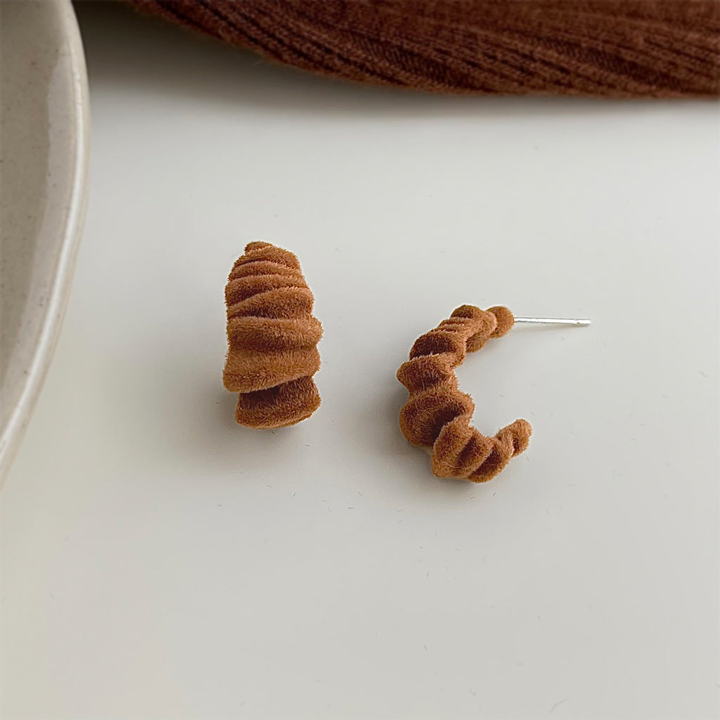 A廠-冬天款2025植絨小爆款幾何高級感肌理紋港風復古新款耳飾工廠耳環「7132-7133」25.11-3