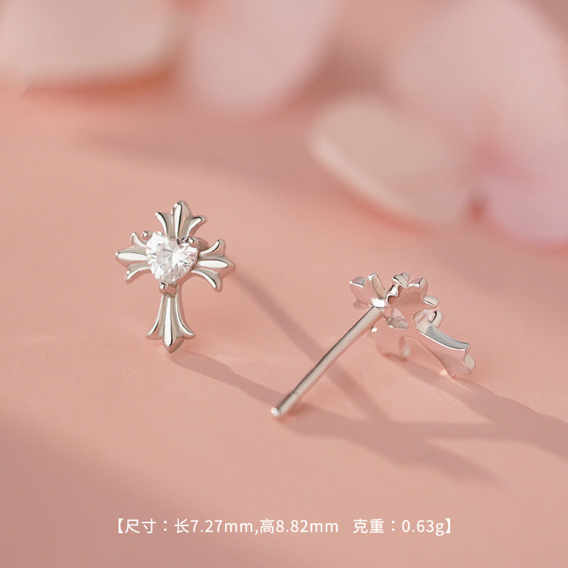 D廠-S999足銀輕奢個性十字架耳環女個性時尚冷淡風免摘耳骨耳飾「YC2153E_3 YC2416E_2 YC2434E_1」25.11-3