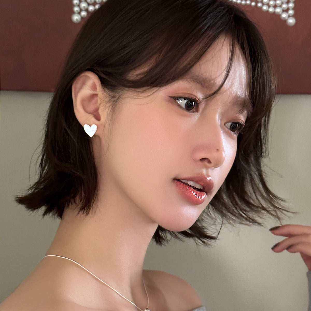 C廠-韓版簡約日常愛心耳環女百搭通勤銀針耳環輕奢優雅氣質文藝耳飾「EH-3861」25.07-3
