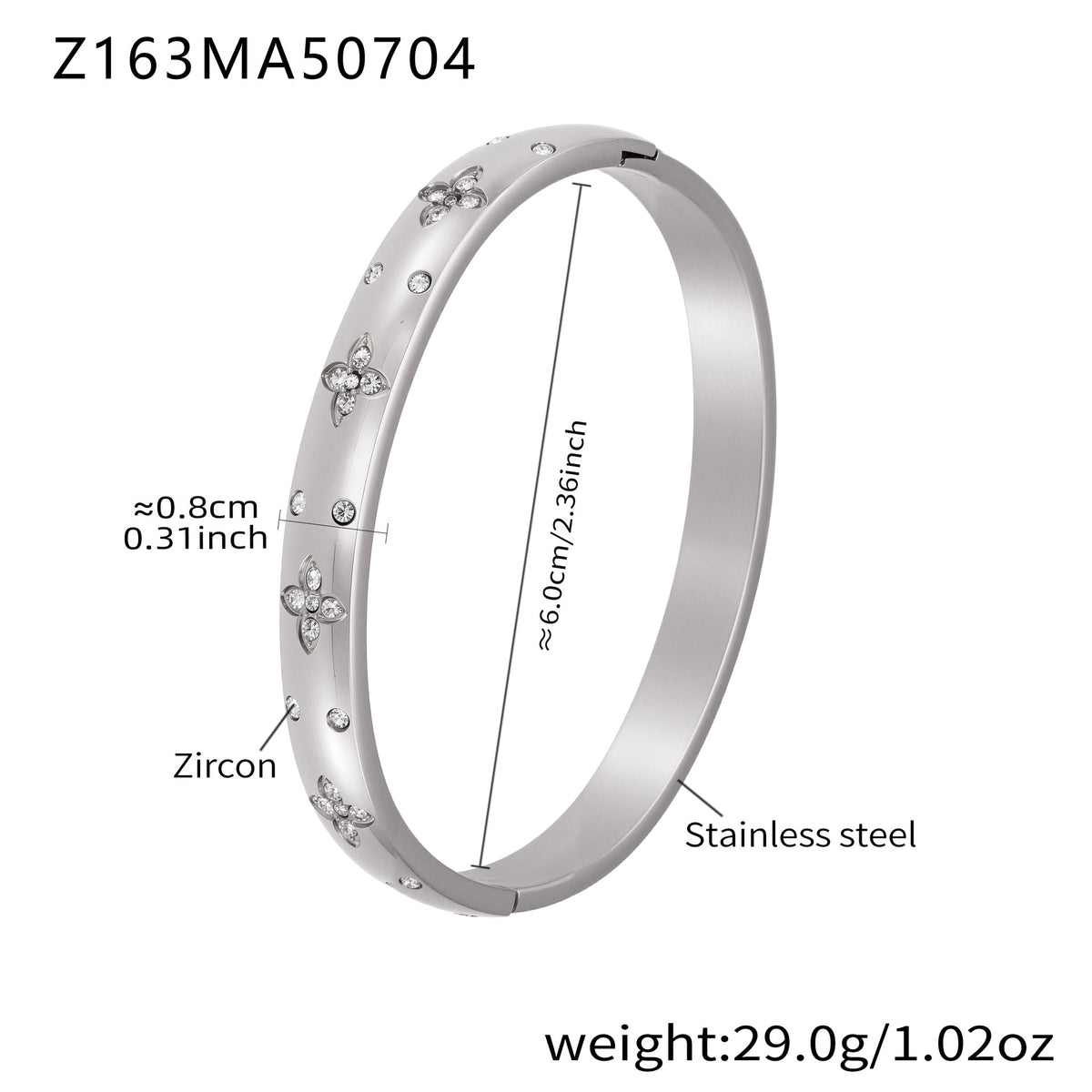 B廠-ins小眾設計感不鏽鋼幾何素圈鑲鋯石手鐲跨境時尚手環組合「Z076」25.07-2
