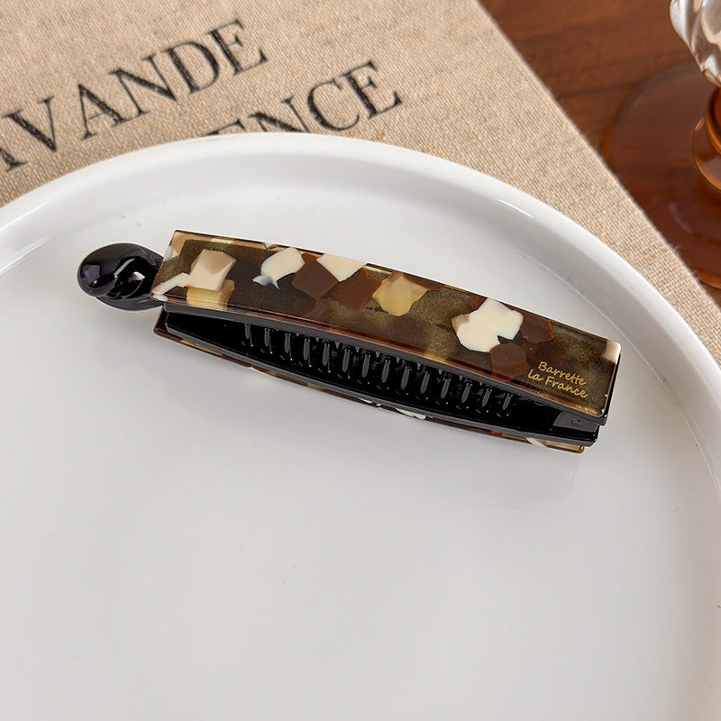 E廠-韓國France一字扭扭夾法式簡約氣質盤髮馬尾竪夾醋酸直條香蕉夾女「27640」25.11-1