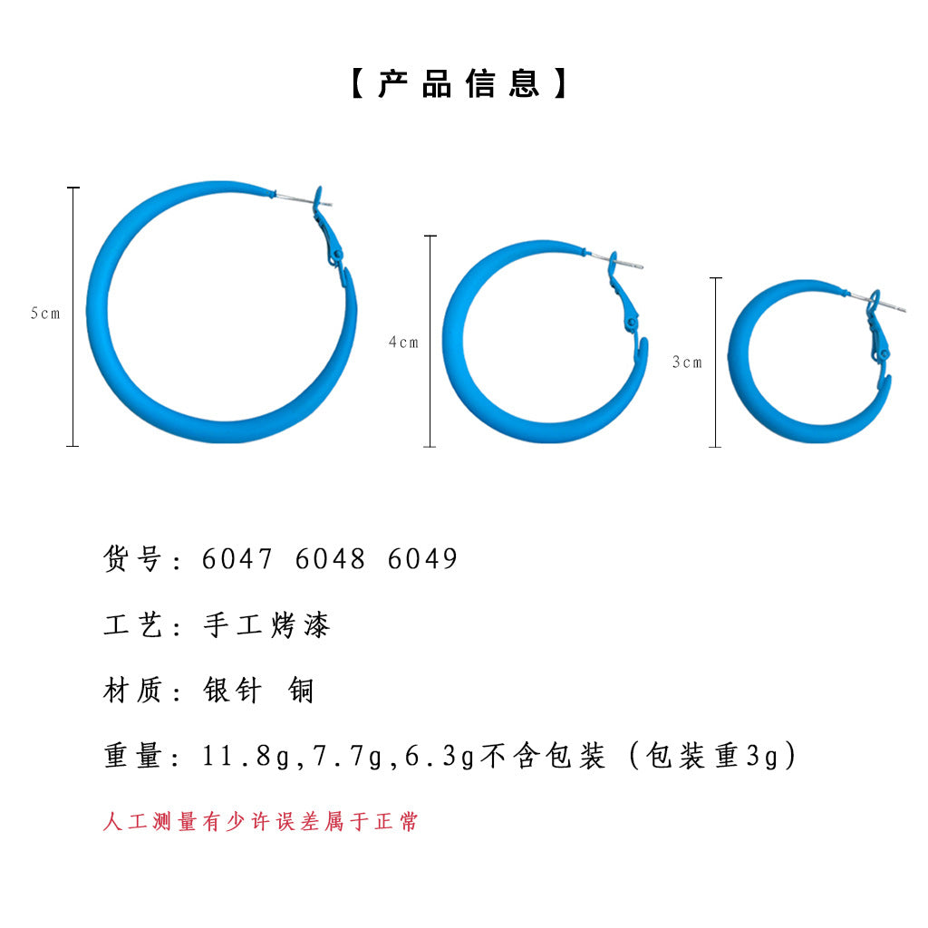 A廠-度假風~烤漆質感甜美藍氣質辣妹圓形幾何清新耳扣飾品工廠「6047-6049」25.05-3
