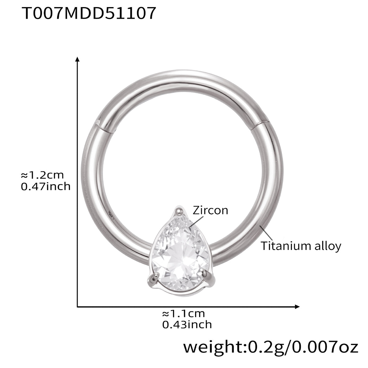 B廠-鈦合金鑲嵌5A鋯石鼻環歐美甜酷辣妹穿刺鼻環潮人時尚無縫環「T001」25.11-2