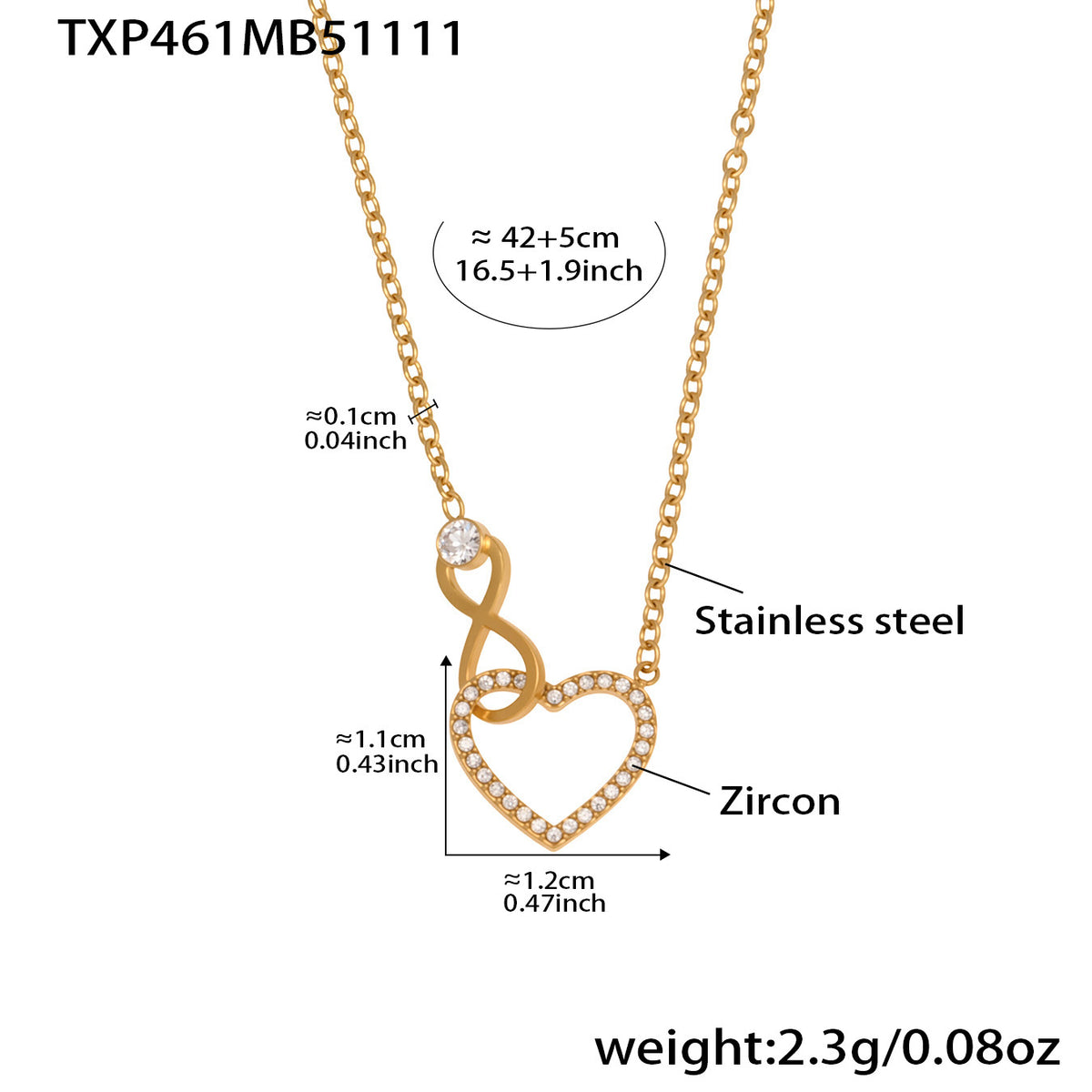 B廠-跨境熱銷款愛心8字鋯石超精緻項鍊手鍊套裝不鏽鋼鍍18k真金「TXP461」25.11-3