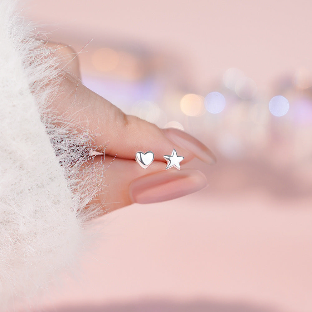 D廠-足銀S999愛心星星耳環韓風個性ins氛圍感唯美氛圍感小眾耳飾「YC9001E_1」25.11-4