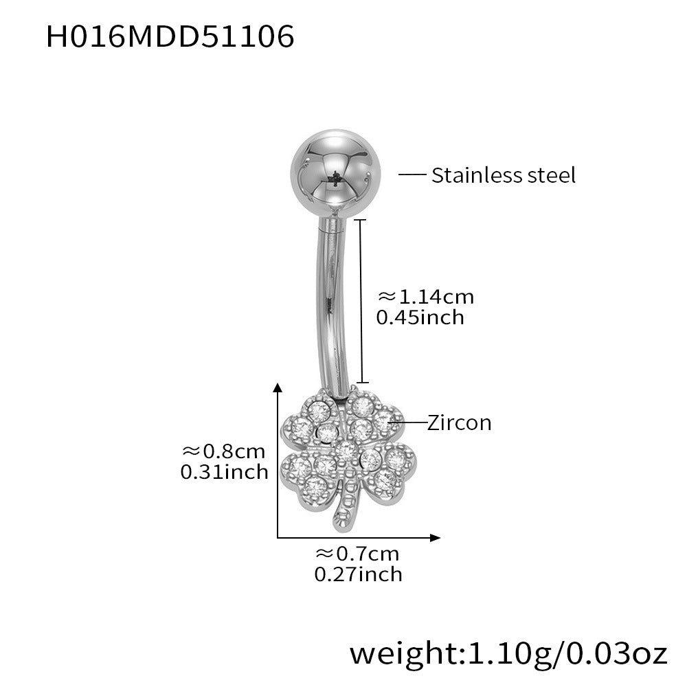 B廠-跨境新款多元素滿鑽鋯石肚臍釘不鏽鋼鍍18k金歐美穿刺飾品「H009」25.11-2
