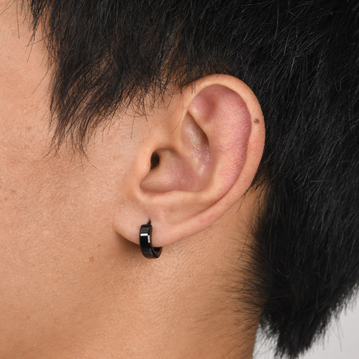 G廠-飾品首飾 不鏽鋼光面耳圈黑色單只時尚男士配飾 「EH-690」25.08-4