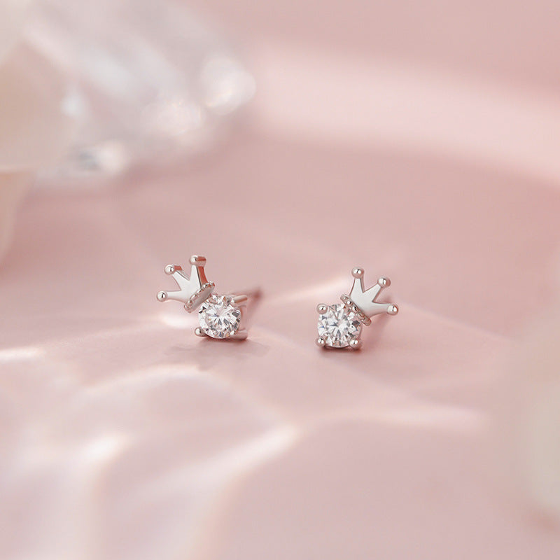 D廠-S999足銀精美皇冠鋯石耳環女ins風甜公主風可愛小耳釘「YC6004E_1」25.09-1