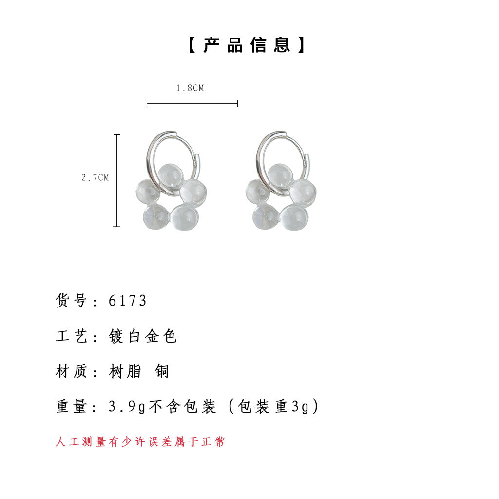 A廠-夏日新款透感甜酷風個性小眾ins設計師透明花朵幾何耳環 耳飾工廠「6173」25.06-1