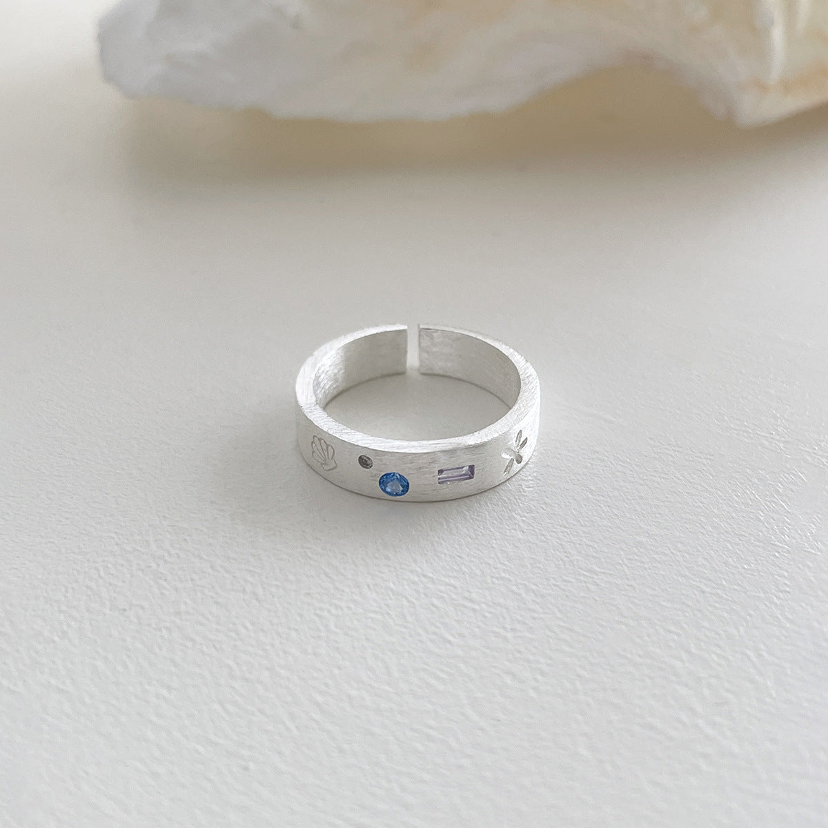 C廠-925純銀ins度假風海螺貝殼戒指女簡約精緻百搭高級感拉絲食指戒「JZ-0714」25.10-5