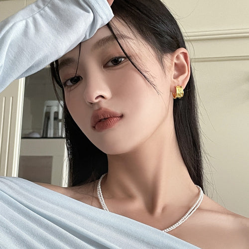 C廠-925銀針不規則素圈耳環女精緻高級感八芒星耳圈輕奢時尚新耳飾「EH-2889」24.05-3
