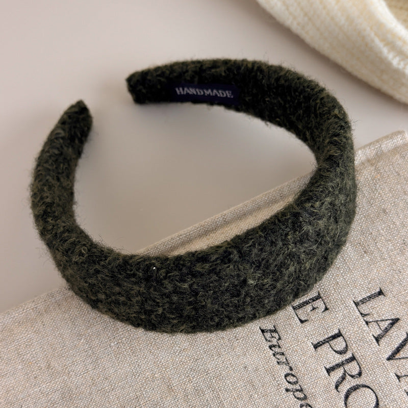 E廠-2025新款秋冬毛毛絨絨羊卷毛頭箍寬邊壓髮卡髮捆頭飾高顱頂髮箍女「27649」25.11-1