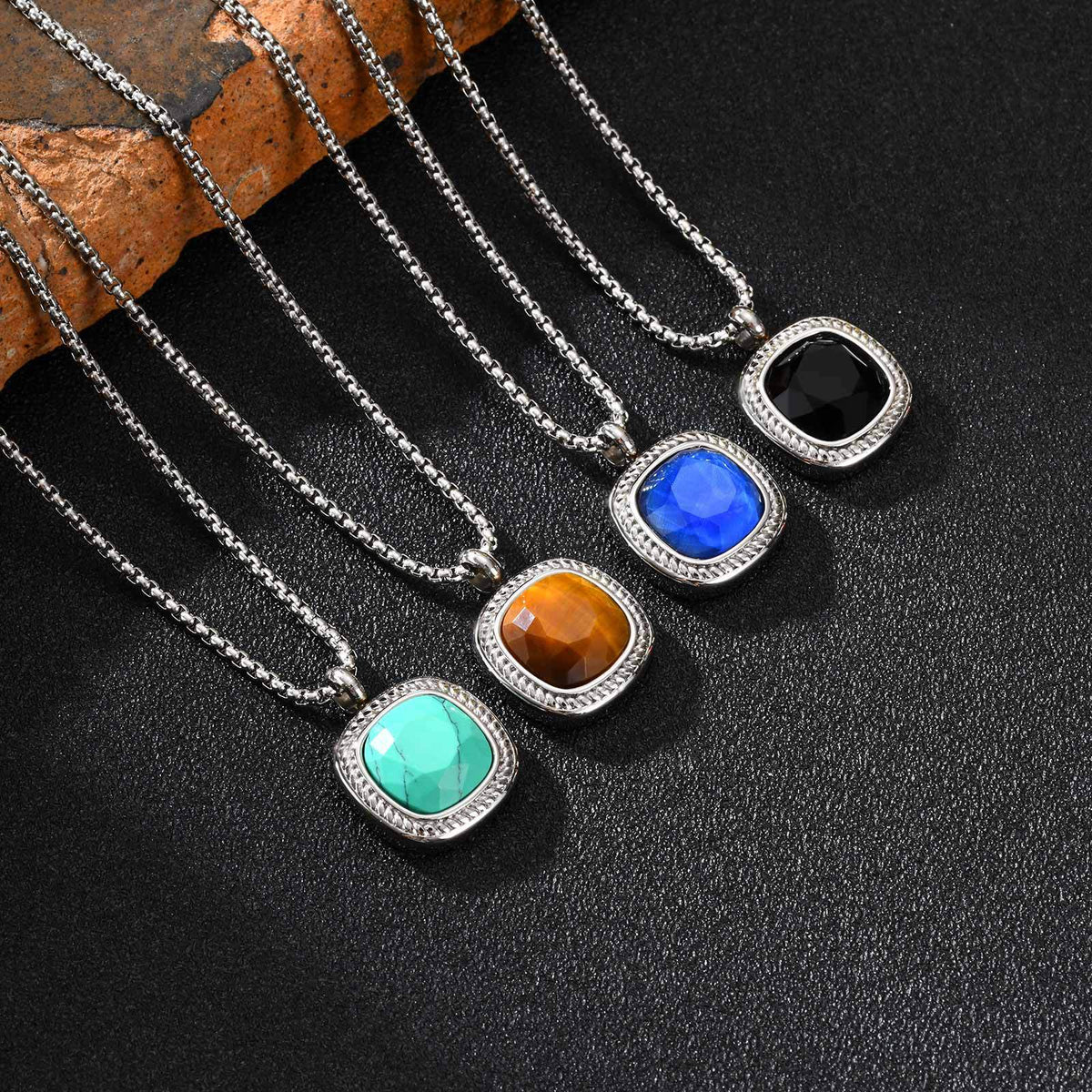 G廠-鈦鋼跨境方形切面吊墜項鍊夏季百搭男士簡約時尚設計感項墜「NC-353」25.11-1