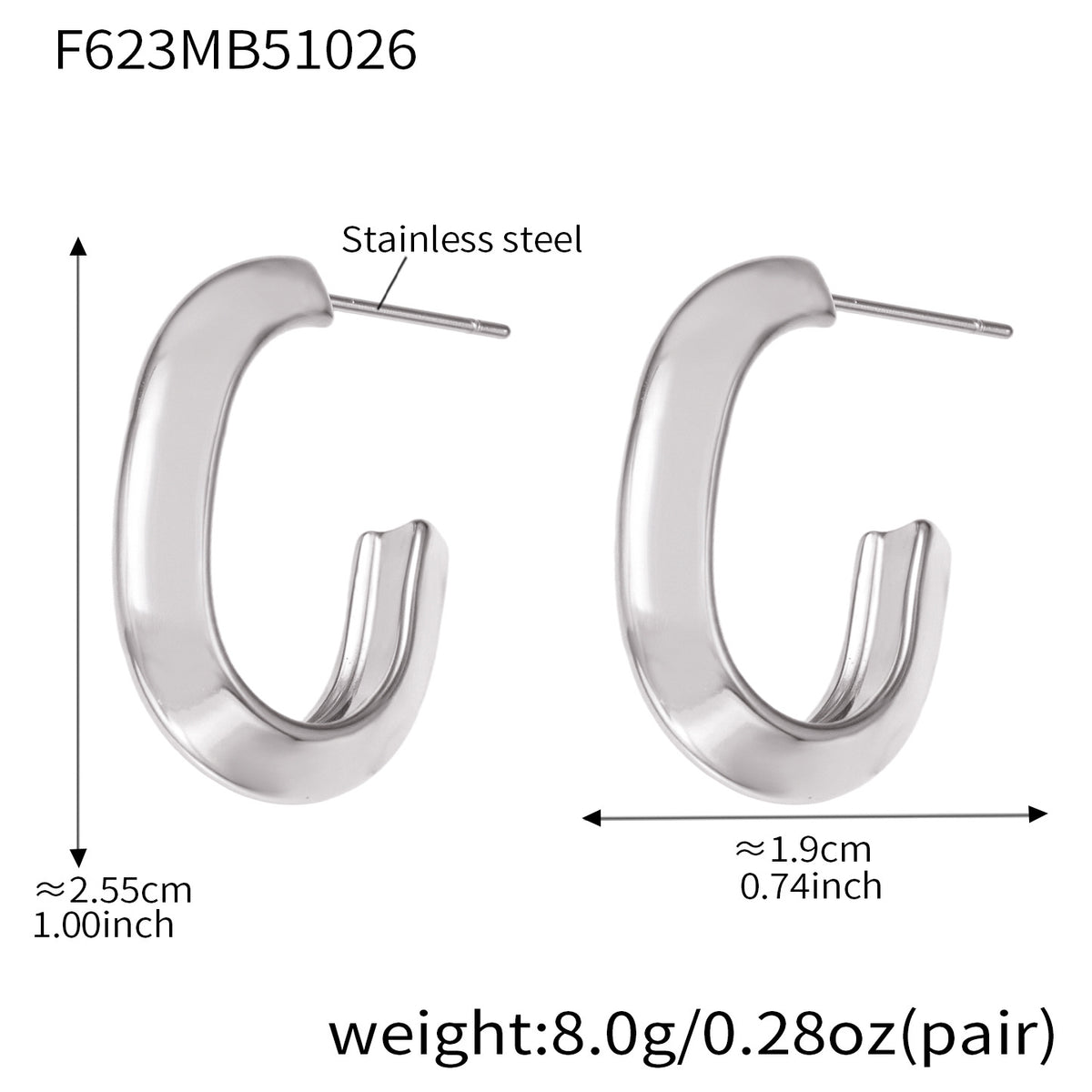 B廠-不鏽鋼凹槽弧面耳環歐美輕奢風小眾設計百搭耳飾鍍18k真金「F623」25.10-5