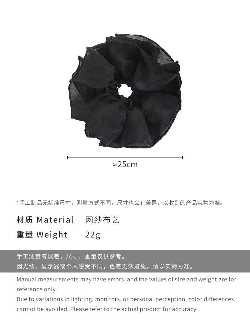 E廠-法式復古雙層網紗布藝雙拼褶皺超大號大腸圈髮圈時尚扎馬尾頭花女「26651」25.03-2