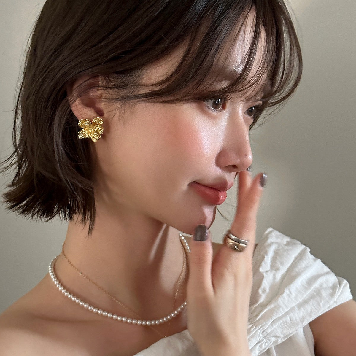 C廠-森系復古小清新花朵耳釘女高級感獨特設計肌理感銀針耳環百搭耳飾「EH-3862」25.07-3