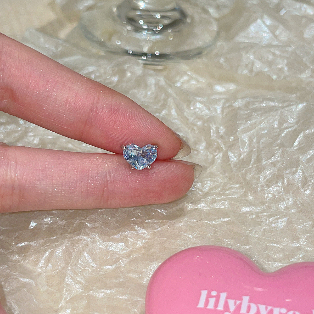 C廠-多巴胺彩色愛心鋯石耳釘輕奢甜美夏季百搭鈦鋼耳環ins高級感耳飾「EH-3491」25.05-3