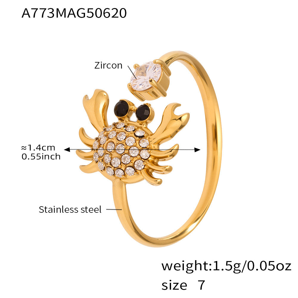 B廠-不鏽鋼5A鋯石開口戒指不掉色小眾設計感指環ring歐美風飾品「A768」25.06-4