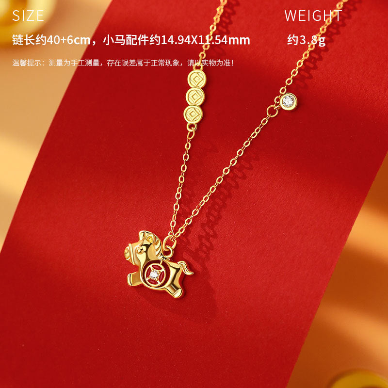 D廠-原創S999足銀小馬錢幣項鍊復古輕奢躍馬轉金耳環戒指本命年首飾批發「YC3989E_1 YC10302E_1 YC2294N_1」25.11-2