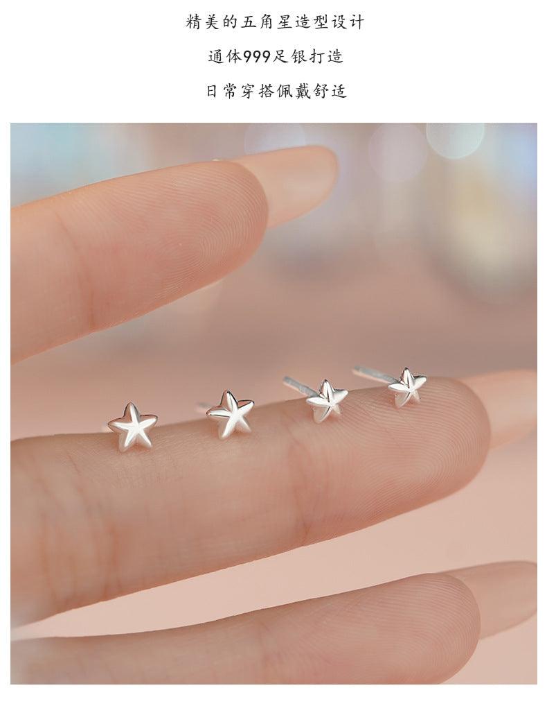D廠-999足銀個性五角星耳環時尚清新甜美風精緻小巧耳環「YC2359E_2」25.04-2
