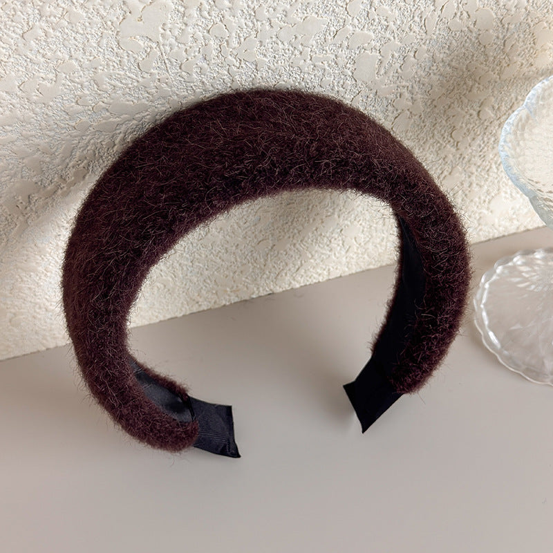E廠-秋冬細毛絨加厚寬邊髮箍女2025新款高顱頂頭箍氣質百搭髮卡髮飾「27710」25.11-3