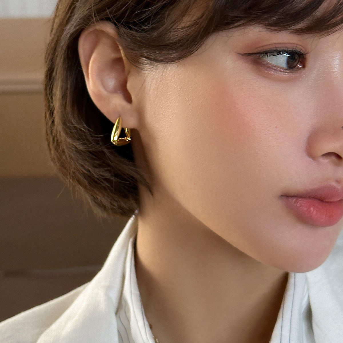 C廠-高級感幾何三角形耳環女2025新款冷淡風銀針耳圈輕奢小眾設計耳飾「EH-4023」25.09-2