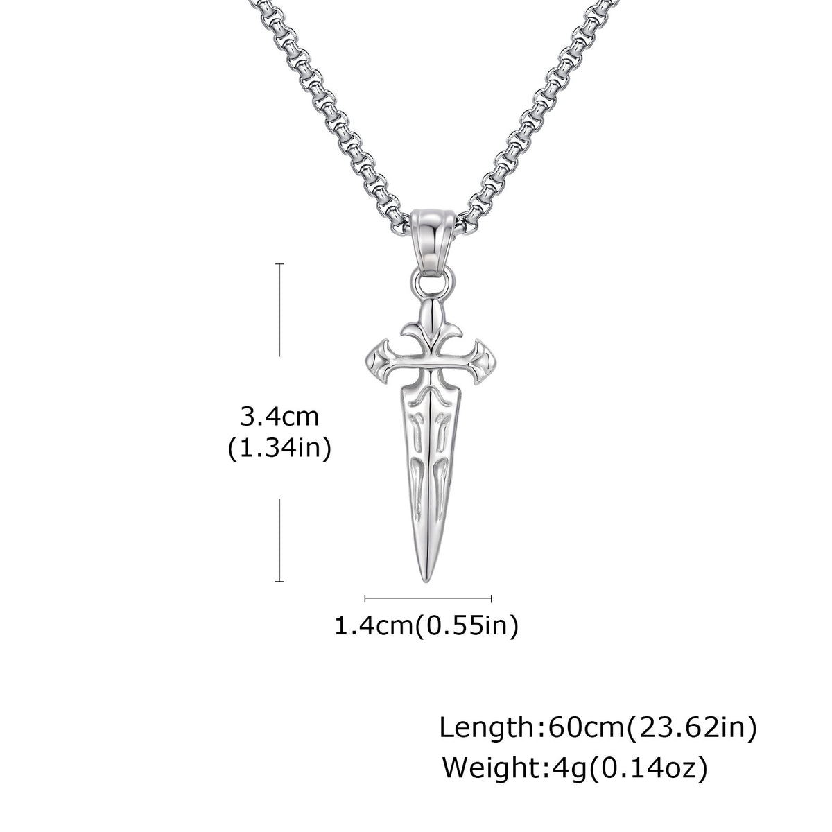 G廠-不鏽鋼男士飾品設計感時尚寶劍形十字吊墜金色「PN-2241」25.11-1