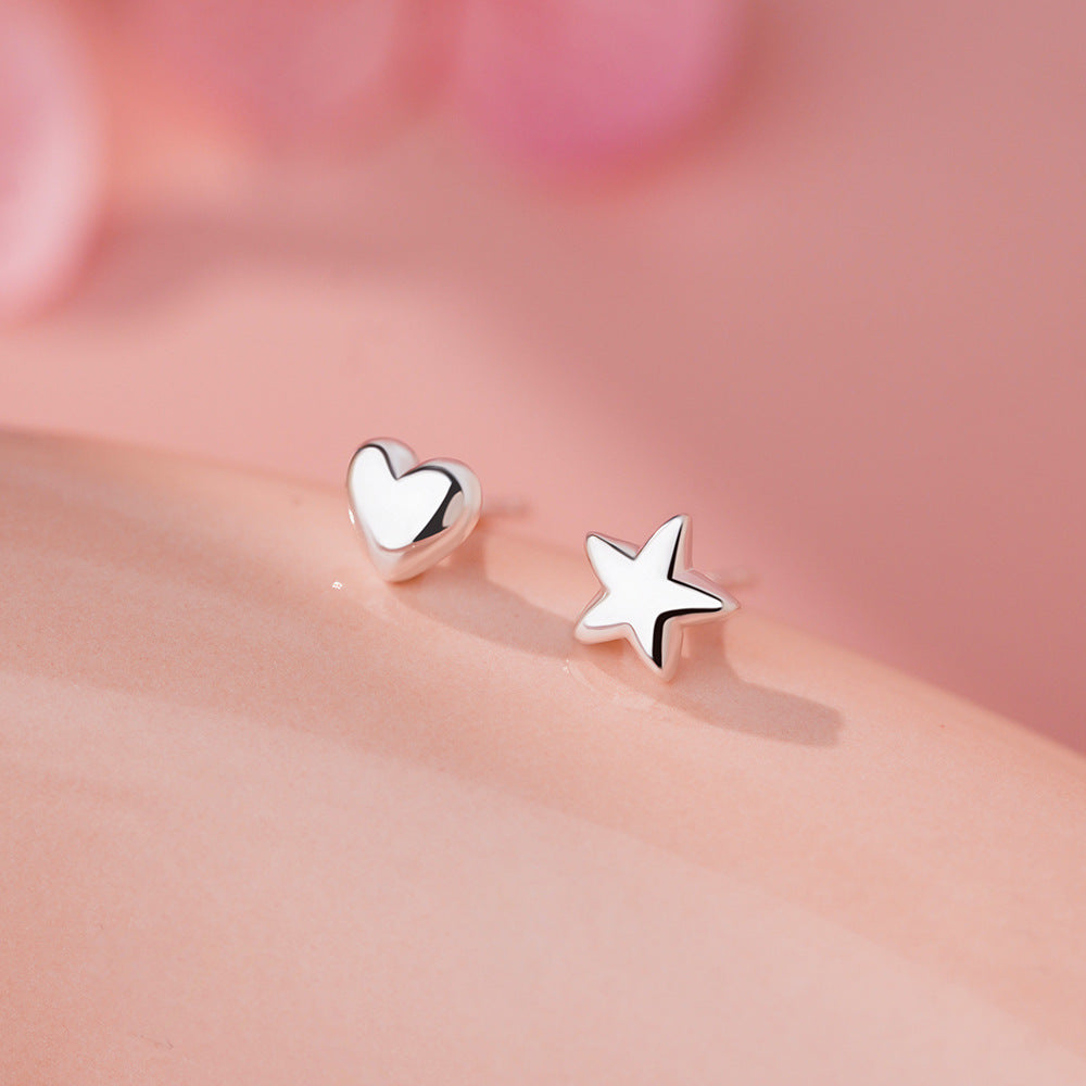 D廠-足銀S999愛心星星耳環韓風個性ins氛圍感唯美氛圍感小眾耳飾「YC9001E_1」25.11-4