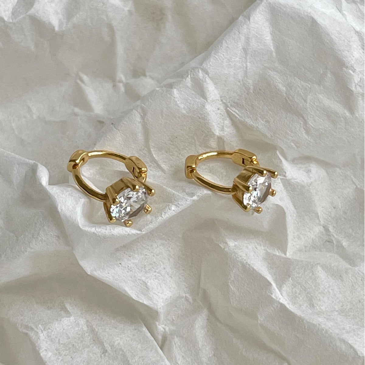 F廠-韓國韓版925純銀六爪鋯石耳扣耳釘女簡約時尚ins風耳環「C1420」25.11-3