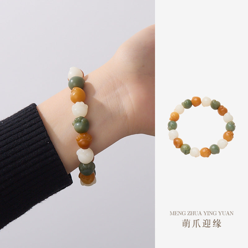 AS廠-天然12MM菩提貓爪手串彩虹多寶多巴胺菩提繞指柔盤完佛珠手串批發「T22-01-3」25.04-4