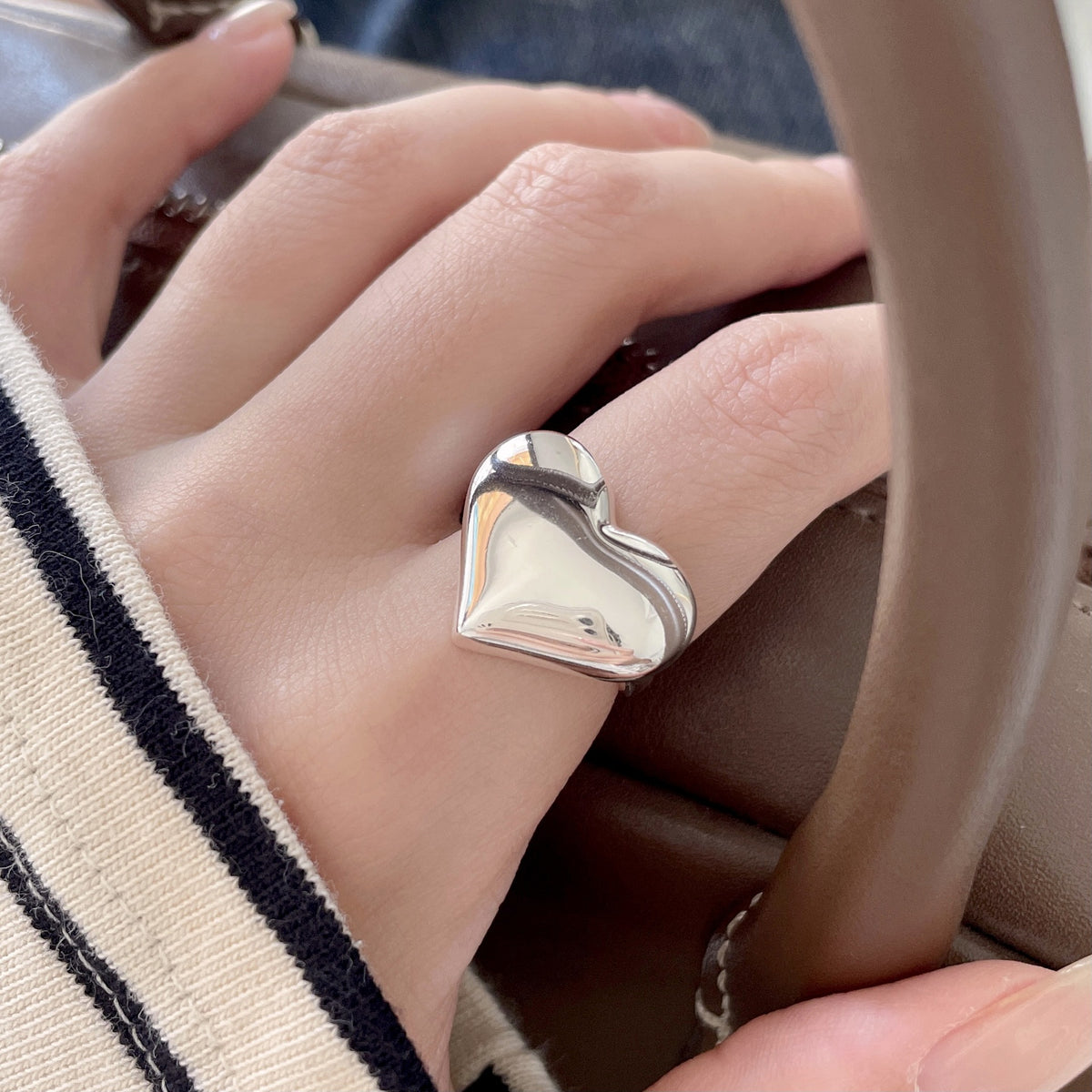 F廠-韓國 韓版飾品925純銀愛心戒指個性氣質小紅書INS戒指「J1901」25.12-2