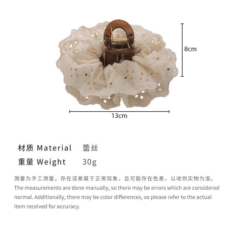 E廠-法式復古蕾絲頭花抓夾女2025新款後腦勺髮夾高級感大號鯊魚夾頭飾「24976」25.04-1