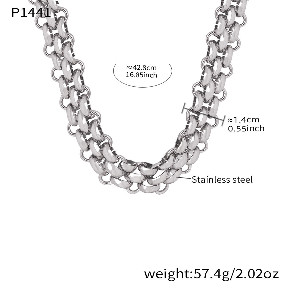 B廠-不鏽鋼OT扣純粗鏈條項鍊手鍊套裝歐美中性嘻哈誇張飾品鍍18k真金「P1441」25.12-2