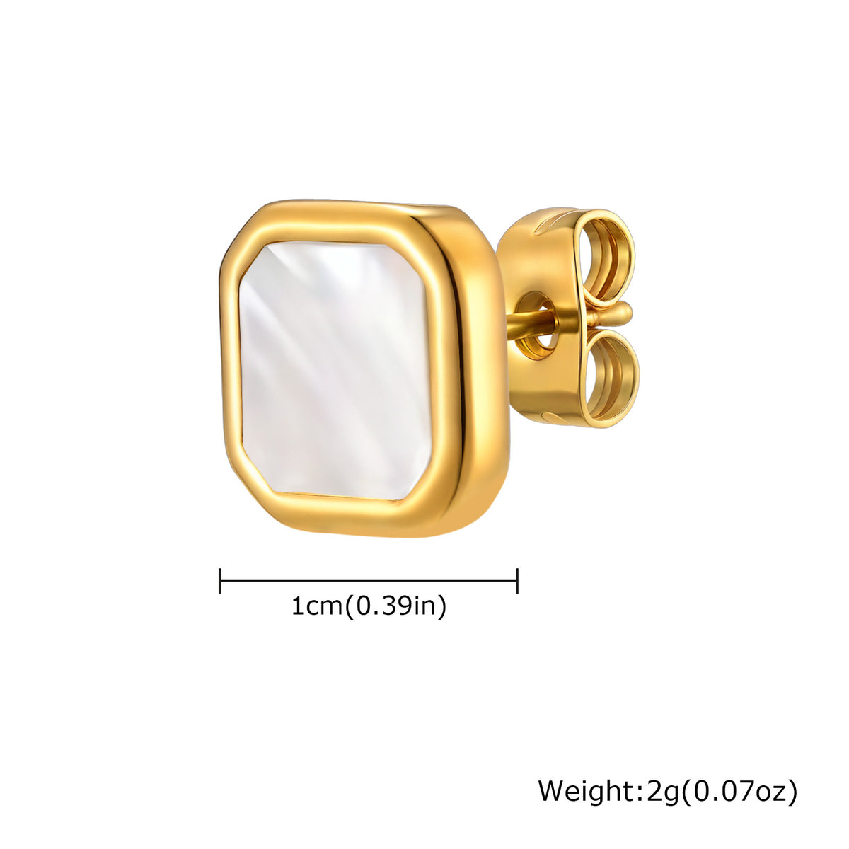 G廠-不鏽鋼時尚簡約款方形貝殼男女耳釘金色百搭潮流耳環批發「ES-728」25.12-2