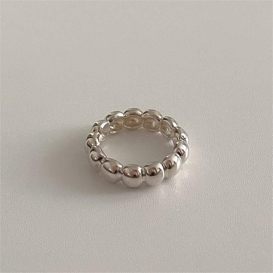 F廠-韓版飾品925純銀間圓珠戒指簡約小紅書戒指指環首飾「J1909」23.09-5