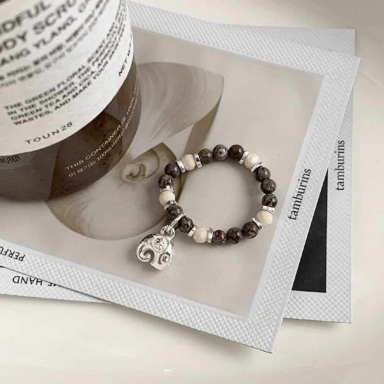 C廠-韓國輕奢小眾老花四葉草糖果十字架愛心大象米珠彈力S925純銀戒指「RC」25.11-4