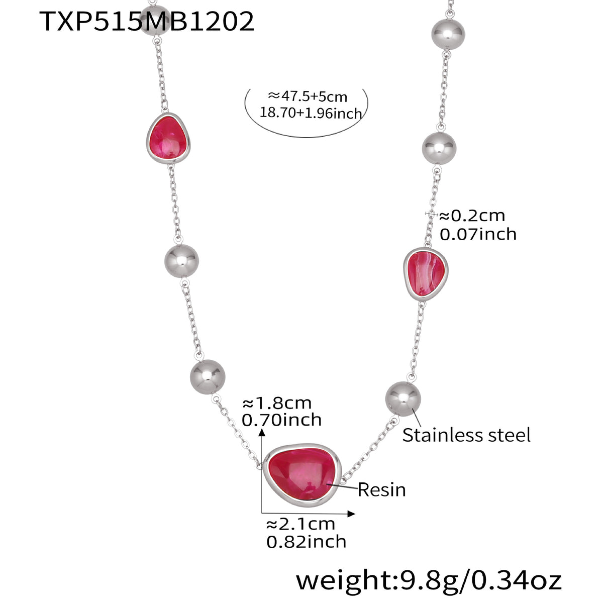 B廠-不鏽鋼彩色樹脂包邊項鍊5A鋯石愛心手鍊多巴胺飾品套裝鍍18k真金「TXP515」25.12-2