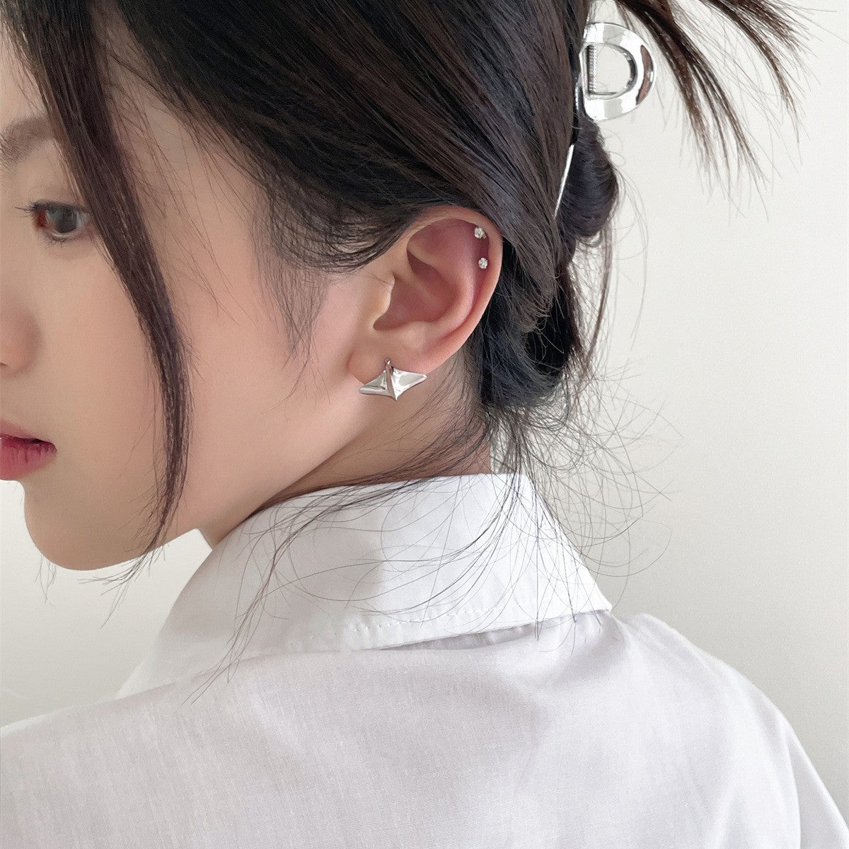 C廠-輕奢高級感獨特一葉扁舟銀針耳釘女精緻小眾冷淡風耳環設計感耳飾「EH-3791」25.07-4
