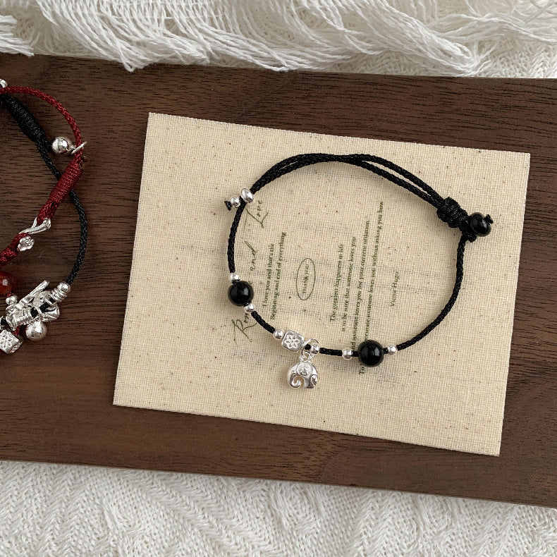 C廠-國朝新中式古風如意歲歲平安狗狗吉祥大象小象編繩手鍊S925純銀「1603-1605-1606」25.11-2