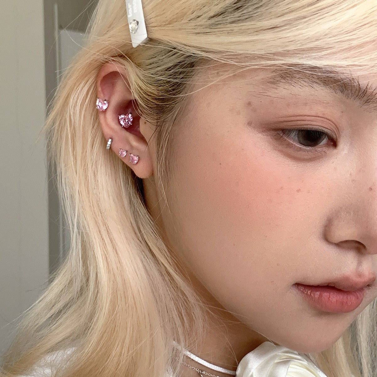 C廠-酷粉愛心鋯石耳釘女ins設計感高級s99純銀耳環輕奢百搭日常耳飾「EH-4114」25.09-3