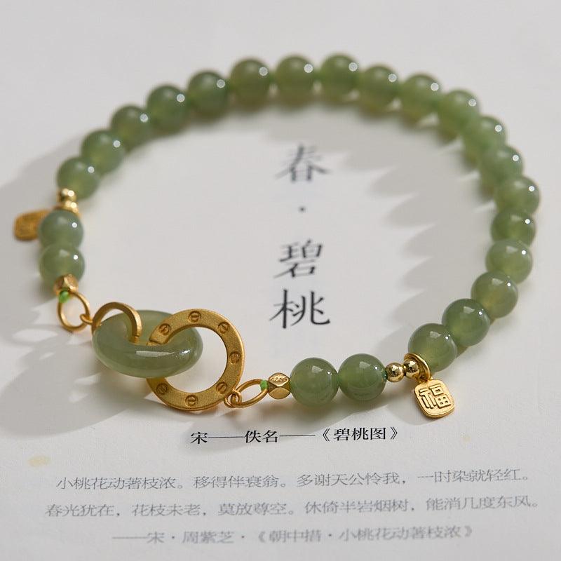 AS廠-天然6MM和田玉手鍊女S925銀環環相扣高級感玉石手串閨蜜禮物批發「SL15-23」25.03-3