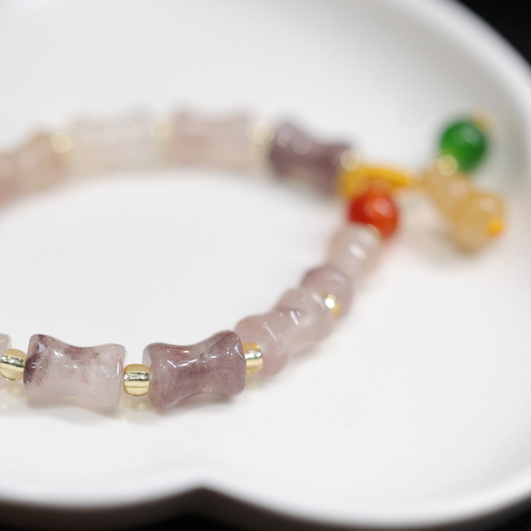 AS廠-天然新疆金絲玉手鍊女節節高葫蘆單圈手串雅丹戈壁玉名族風禮物「SL89-G-4」25.08-4